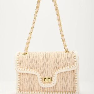 Vici Cream Woven Crossbody Bag